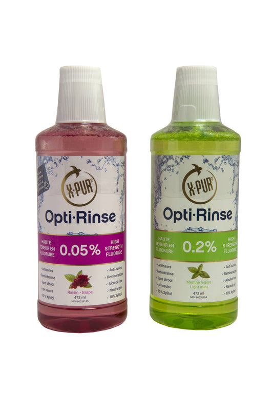 DUO RINCE-BOUCHE Opti-Rinse ANTI-CARIES Saveur au raisin et menthe sans alcool - 473mL